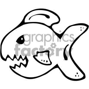cartoon clipart shark 003 bw