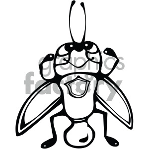 black white cartoon grasshopper
