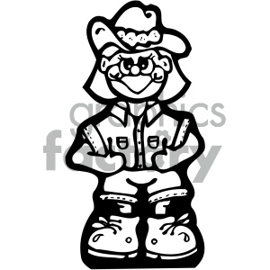 black and white cowgirl vector art