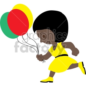 african american girl running with balloons