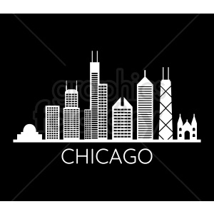 chicago city vector skyline on black with title