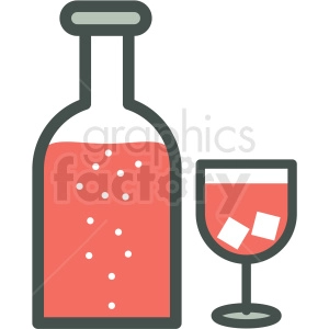 wine bottle and wine glass vector icon image