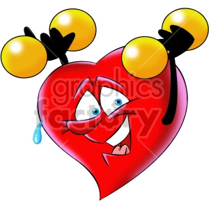 cartoon heart exercising character