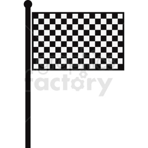 The clipart image features a black and white checkered flag, which is commonly associated with motor racing and is used to signify the end of a race.