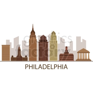 downtown philadelphia city skyline vector with label