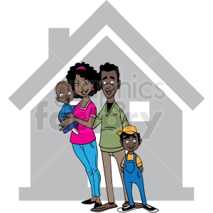 african american family quarantined cartoon vector clipart