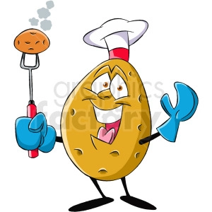 cartoon potato cooking a potato