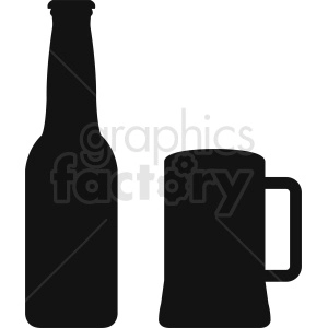 bottle and mug silhouette clipart