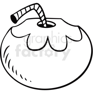 black and white cartoon coconut drink vector clipart