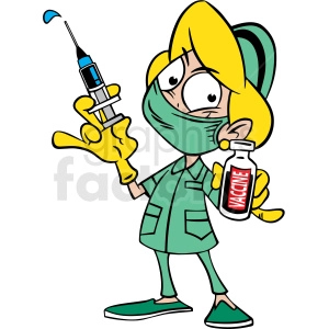 cartoon female doctor giving covid 19 vaccine vector clipart