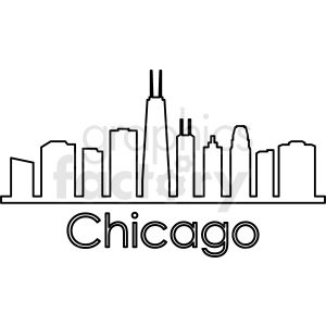 Chicago city skyline vector outline