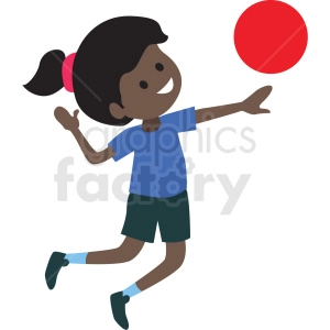 cartoon African American girl playing ball