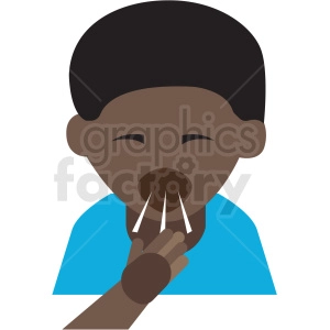 african american boy coughing cartoon vector icon