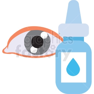 cartoon human eye with eye drops vector icon