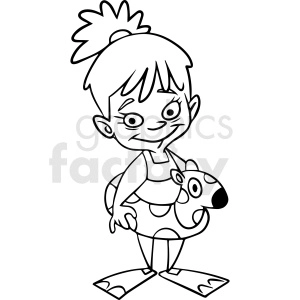 black and white cartoon child swimming vector