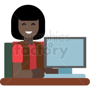 black female clerk flat icon vector icon