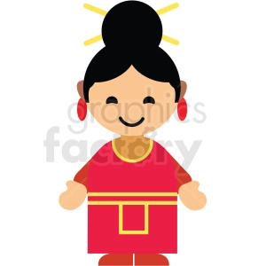 China female character icon vector clipart