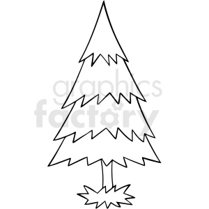 cartoon pine tree black white vector clipart
