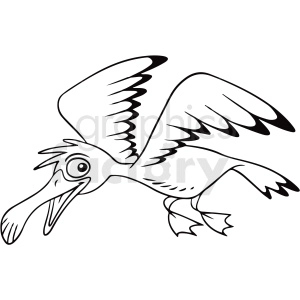 black and white cartoon seagull vector clipart