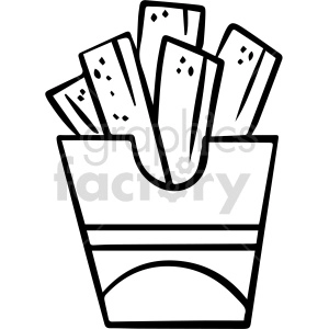 black and white french fries vector clipart