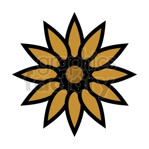 The image shows a gold flower with a black outline
