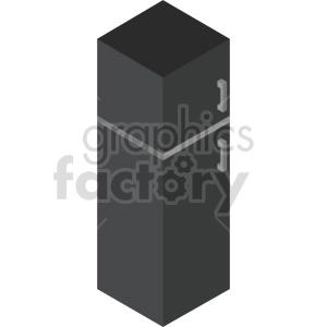 isometric black refrigerator vector icon clipart