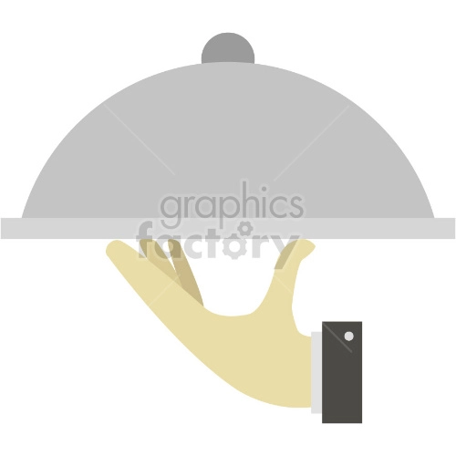 hand holding dinner tray vector graphic clipart