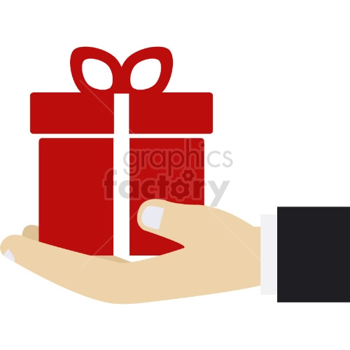 hand holding present vector graphic clipart