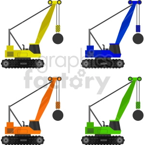 wrecking ball crane bundle vector graphic