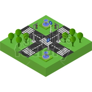intersection isometric vector graphic