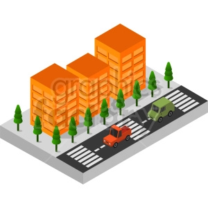 orange city buildings isometric design