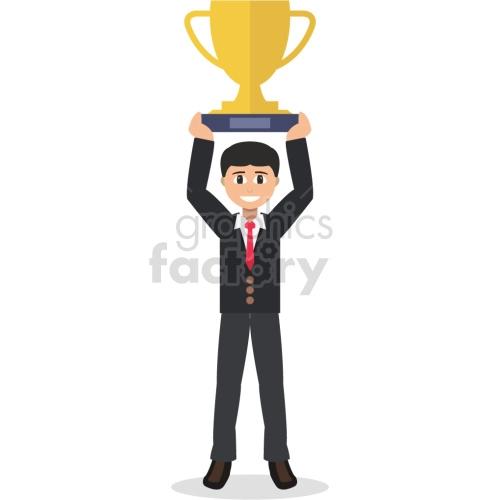 person holding large trophy vector graphic