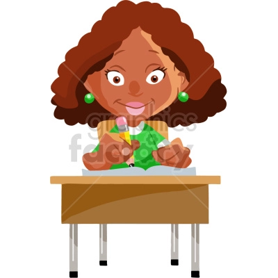 african american female student sitting at classroom desk vector