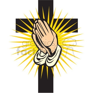 Praying hands with a cross in the back