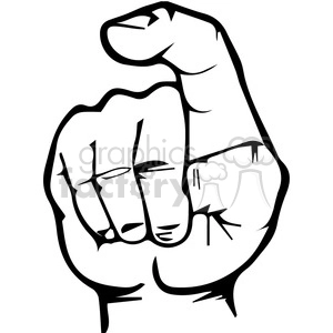 This clipart image depicts a hand forming a sign that is representative of the letter X in American Sign Language (ASL). The hand is in a fist with the index and middle fingers crossed, which is the standard sign for the letter X in ASL.