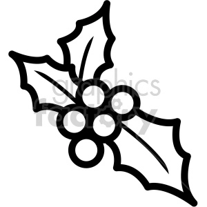 black and white christmas holly berries vector icon