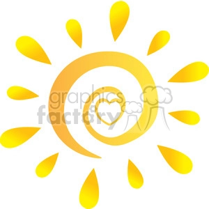 royalty free rf clipart illustration abstract sun with heart in gradient vector illustration isolated on white background