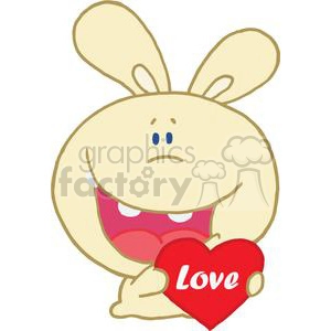 Romantic Yellow Rabbit Holds Heart in Hands