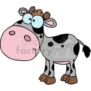 Cartoon Character Calf Different Color Gray