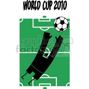 World cup 2010 with person jumping  for soccer ball in front of stadium