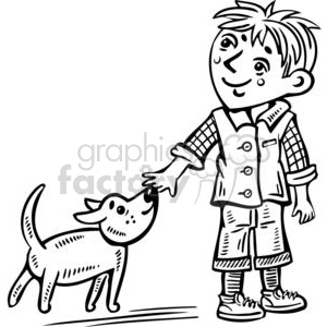 young boy walking his dog