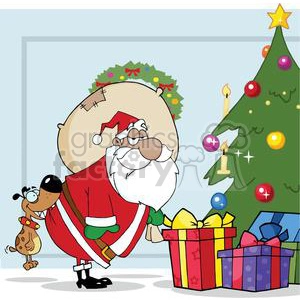3865-Dog-Biting-A-Santa-Claus-Under-A-Christmas-Tree