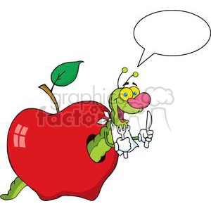 a green worm in an apple 