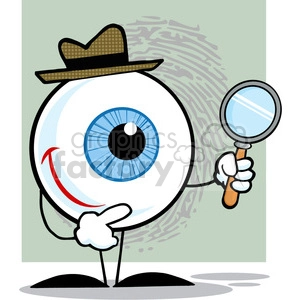 4665-Royalty-Free-RF-Copyright-Safe-Smiling-Detective-Eyeball-Holding-A-Magnifying-Glass
