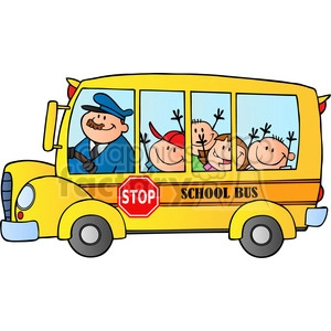 5046-Clipart-Illustration-of-School-Bus-With-Happy-Children