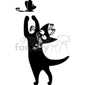 vector clip art illustration of black cat 007