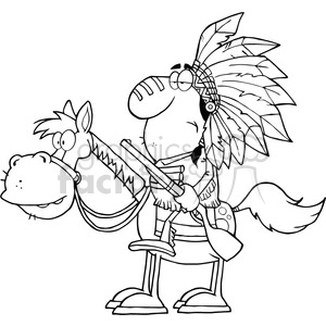 5129-Indian-Chief-With-Gun-On-Horse-Royalty-Free-RF-Clipart-Image