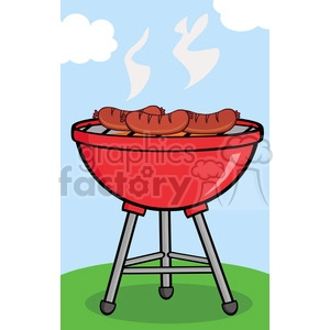 Clipart Grilled Sausages On Barbecue
