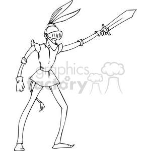 black and white clip art of a Democrat in a knight suit