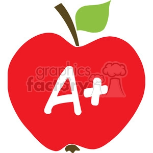 12918 RF Clipart Illustration Apple With A+